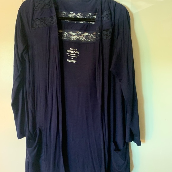 Torrid Supersoft Blue Lace Cardigan Size 0 - Picture 4 of 8